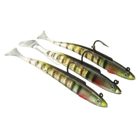 sea fishing 6 soft lures/shads cod,bass,pollock with hooks